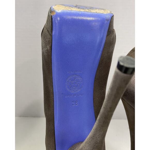 Versace Bronze Brown Shimmer Platform Stiletto Heels Size EU 39/US 9 EUC - Picture 10 of 10